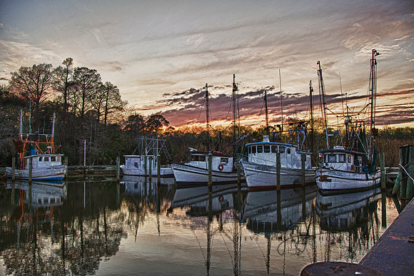 Apalachicola Florida Sunset Commercial Fishing Marina 3